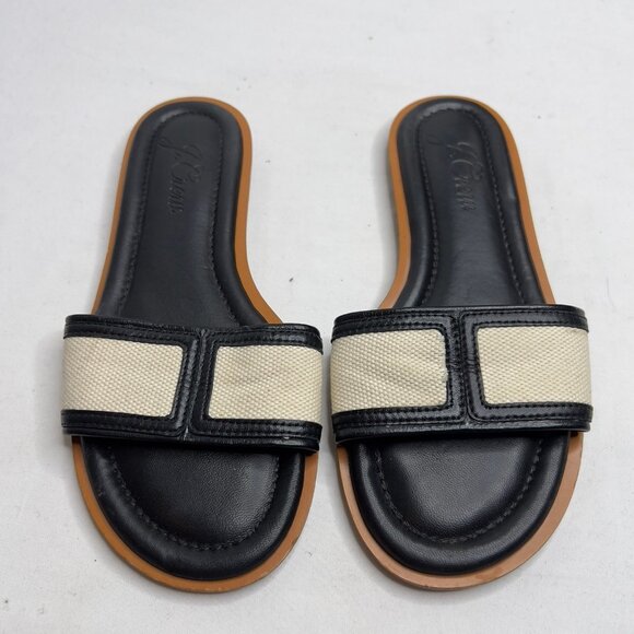 J.Crew Shoes - J.Crew Slide Sandals in Canvas and leather black Size 6 BH411